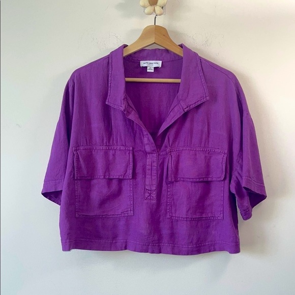 Marc New York Purple Boxy 3/4 Sleeve Button Down - Picture 1 of 7